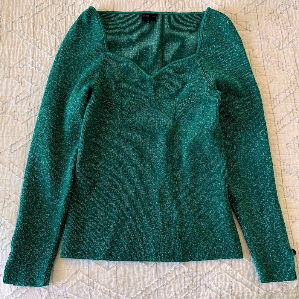 ASOS River Island Metallic Knit Top with Sweetheart Neckline
